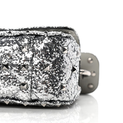 Valentino Garavani Glitter Mini Rockstud Spike Shoulder Bag Silver 7 of 8