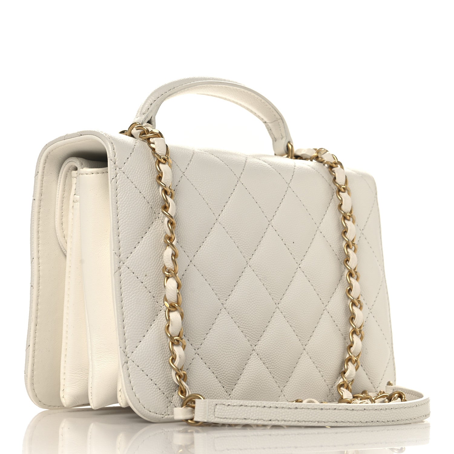 Chanel Caviar Quilted Mini Top Handle Flap White 3 of 12