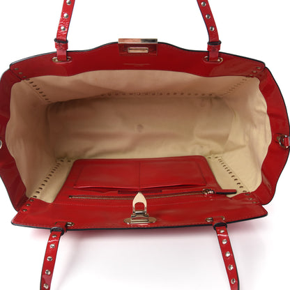 Valentino Garavani Patent Monochrome Medium Rockstud Tote Rosso Valentino 5 of 9