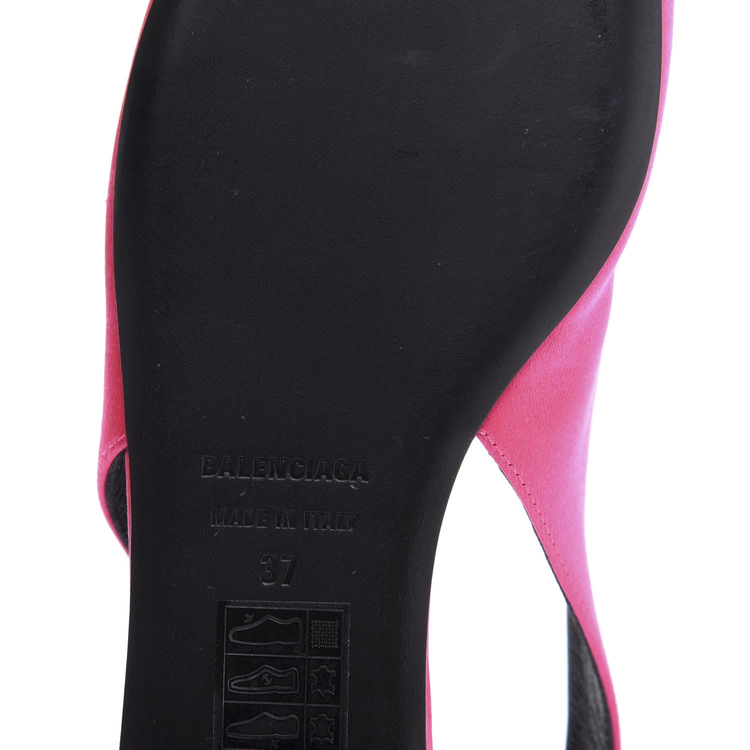 Balenciaga Satin BB Knife Pointy Toe Slingback Flats 37 Neon Pink 7 of 8