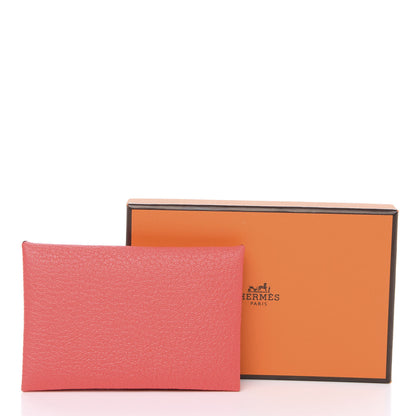 Hermes Chevre Mysore Verso Calvi Card Case Rose Texas Quebracho 7 of 7