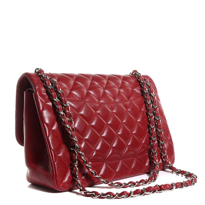Chanel Caviar Quilted Jumbo Double Flap Red 3 of 9