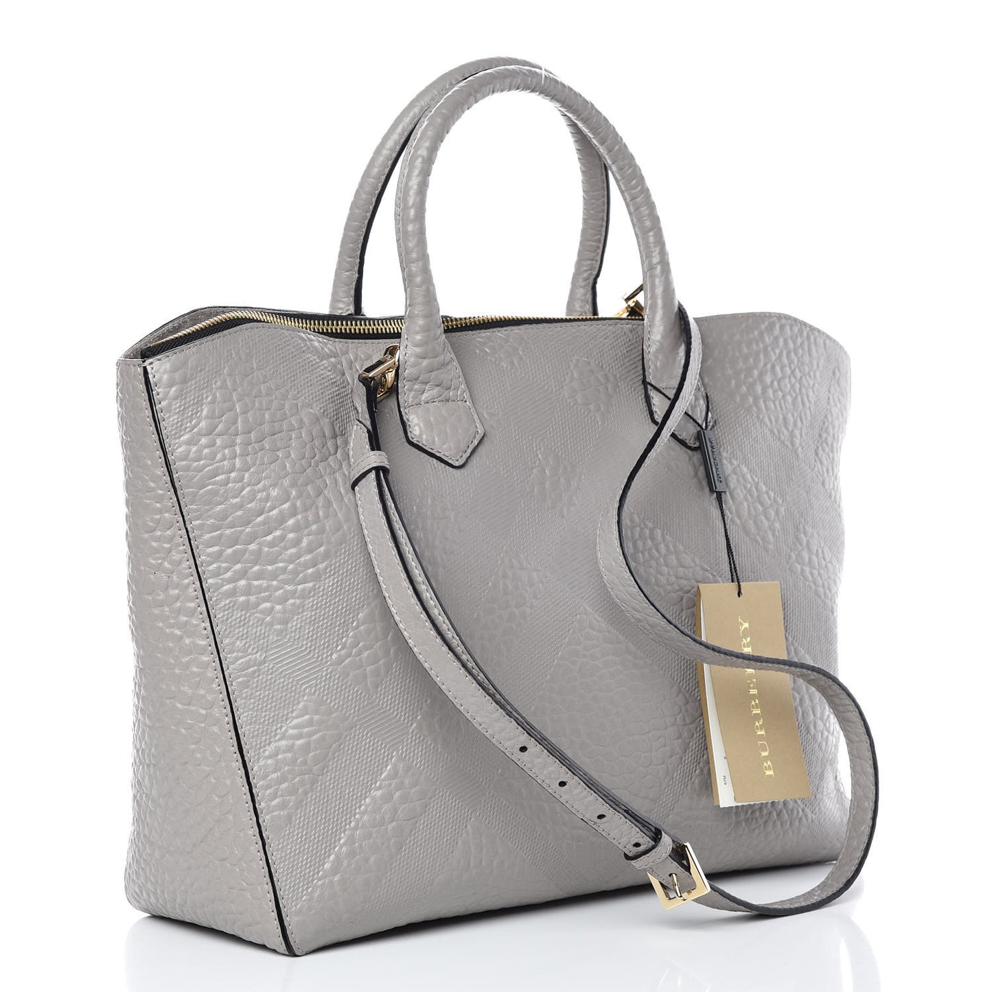 Heritage Grain Check Embossed Medium Dewsbury Tote Pale Grey