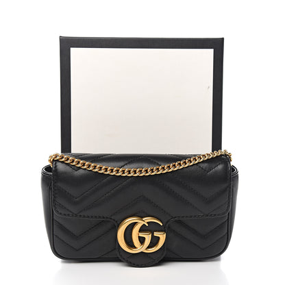 Gucci Calfskin Matelasse Super Mini GG Marmont Shoulder Bag Black 11 of 11