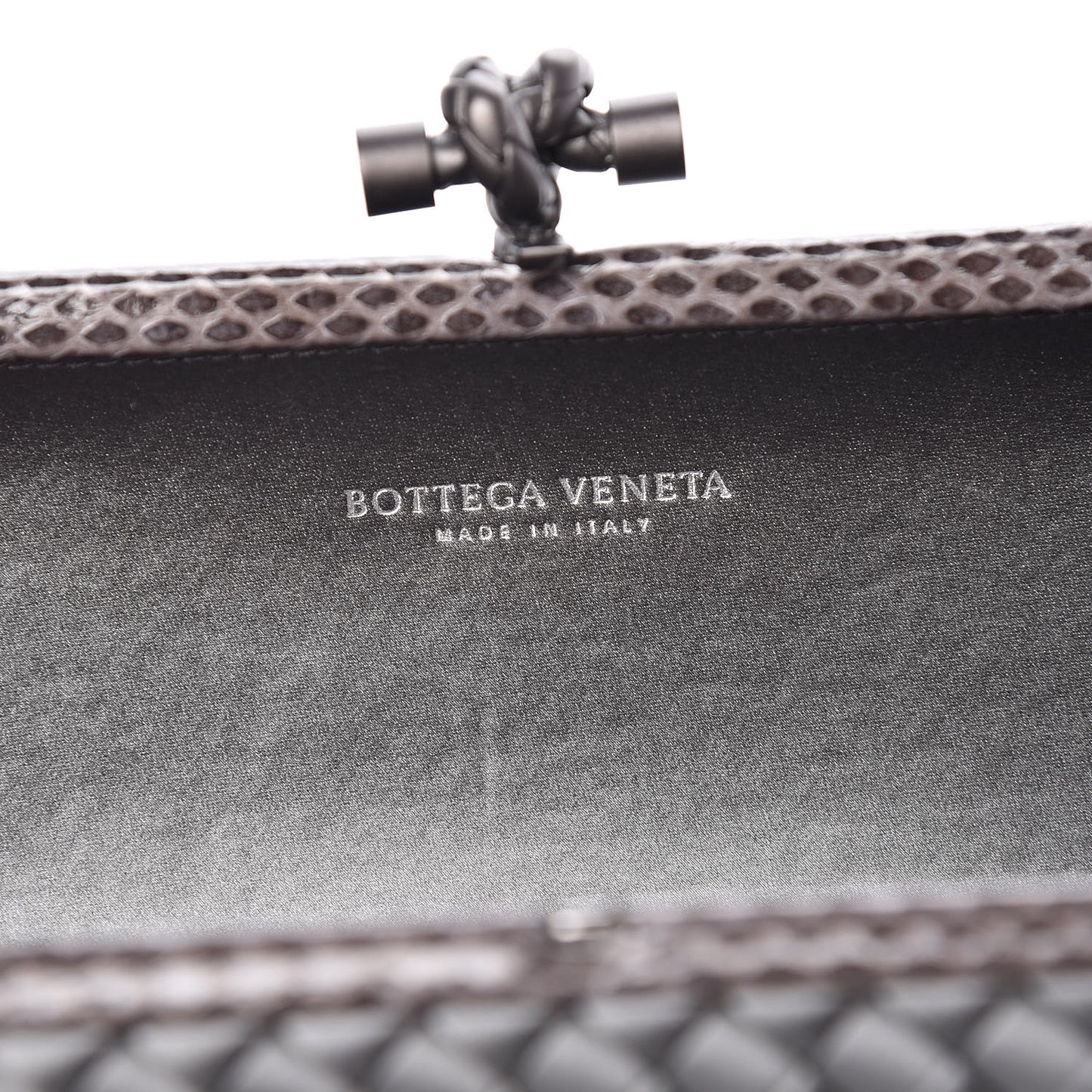 Satin Intreccio Impero Ayers Stretch Knot Clutch Grey