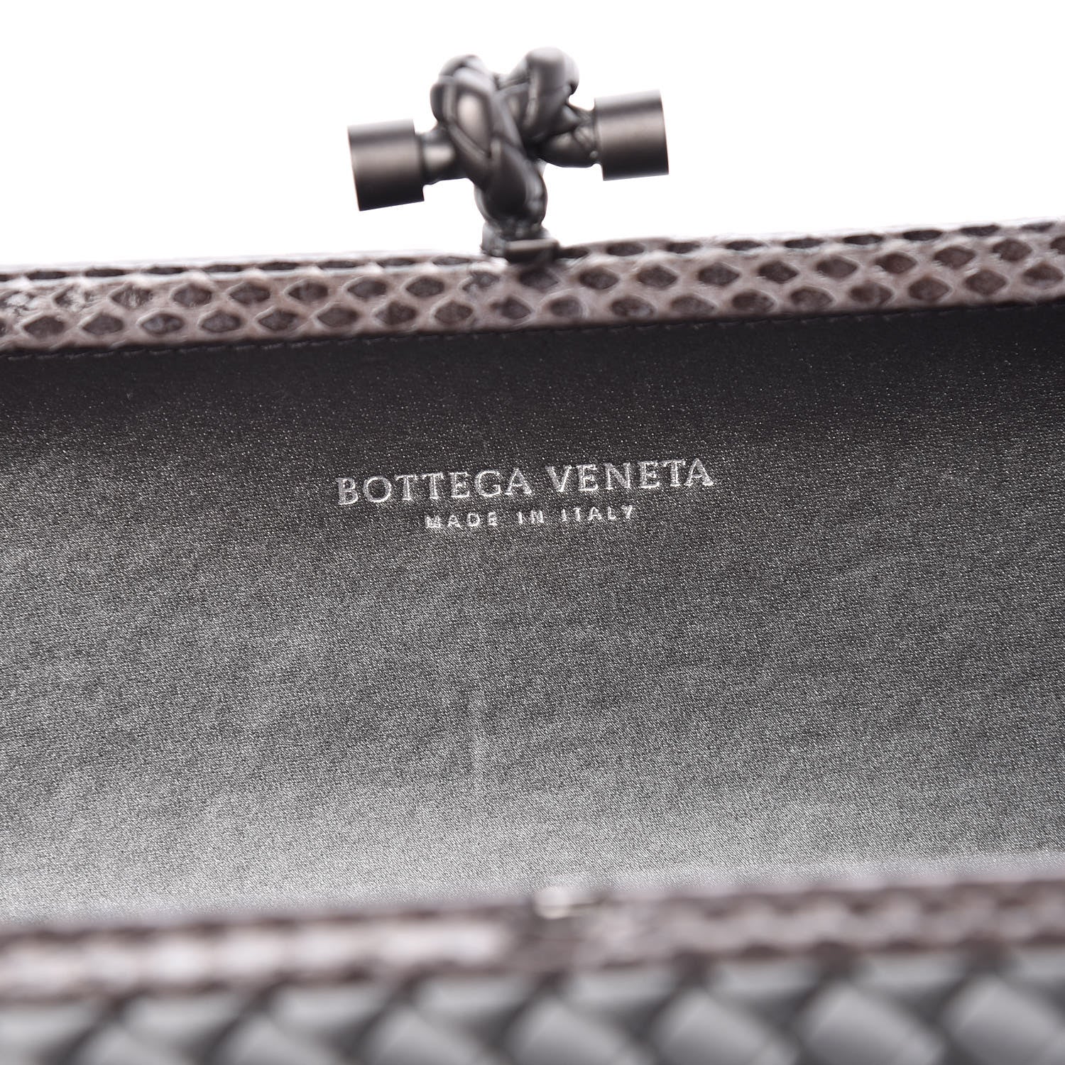 Bottega Veneta Satin Intreccio Impero Ayers Stretch Knot Clutch Grey 6 of 12