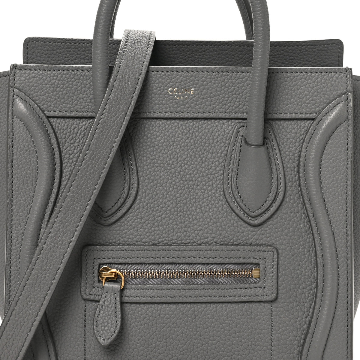 Celine Baby Drummed Calfskin Nano Luggage Kohl 8 of 10