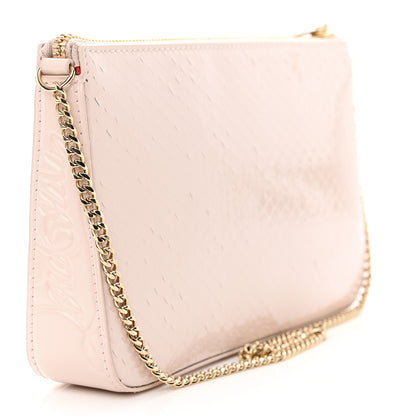 Christian Louboutin Patent Calfskin Snake Effect Loubila Chain Clutch Light Pink 3 of 12