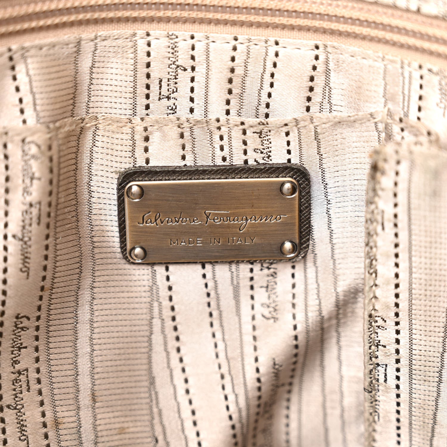 Salvatore Ferragamo Hammered Calfskin Gancini Briefcase Grey 6 of 14