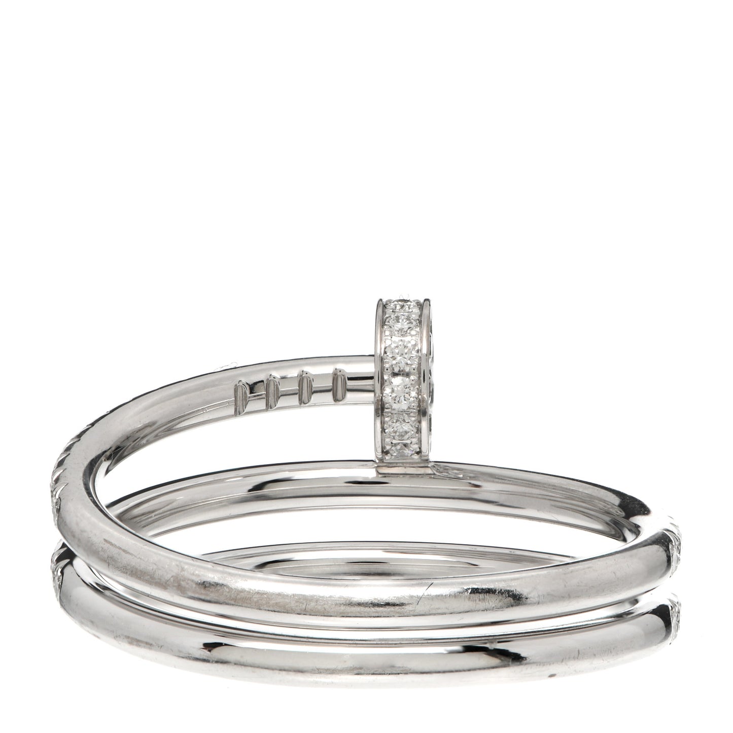 18K White Gold Diamond Double Juste Un Clou Paved Ring 58 8.25