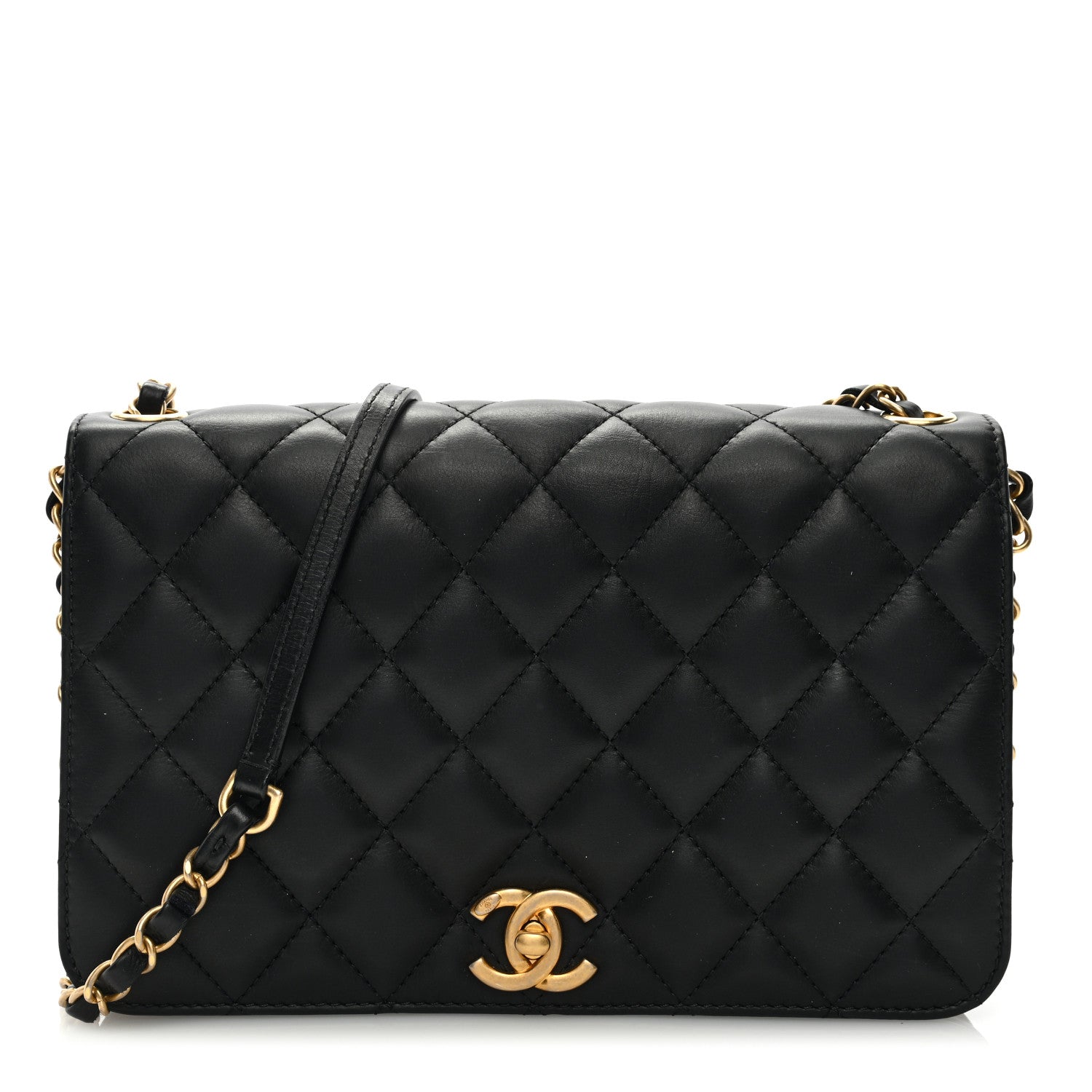 Chanel Lambskin Quilted Chain Medium Single Flap Black 1 of 10