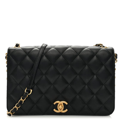 Chanel Lambskin Quilted Chain Medium Single Flap Black 1 of 10