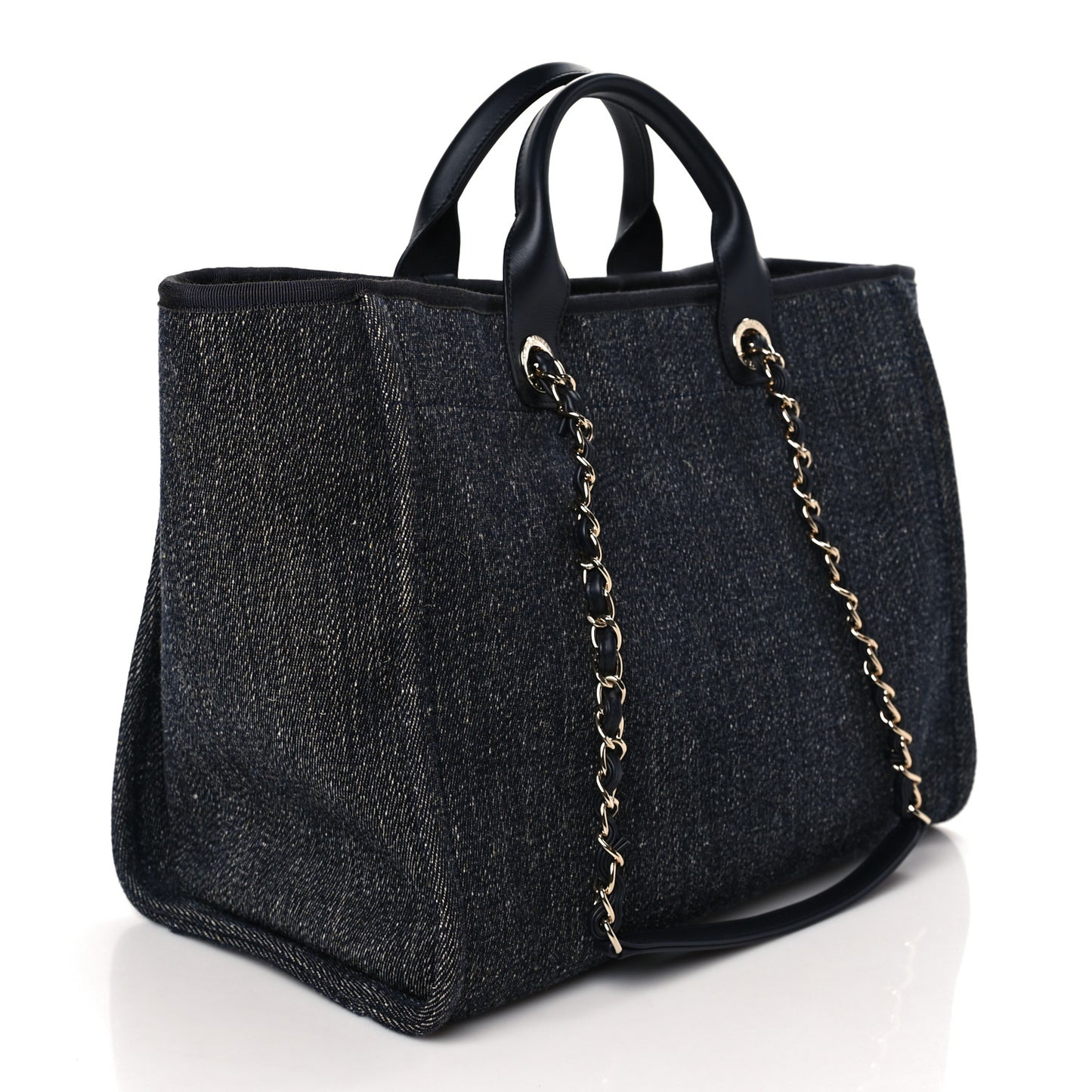 Denim Medium Deauville Tote Dark Blue White