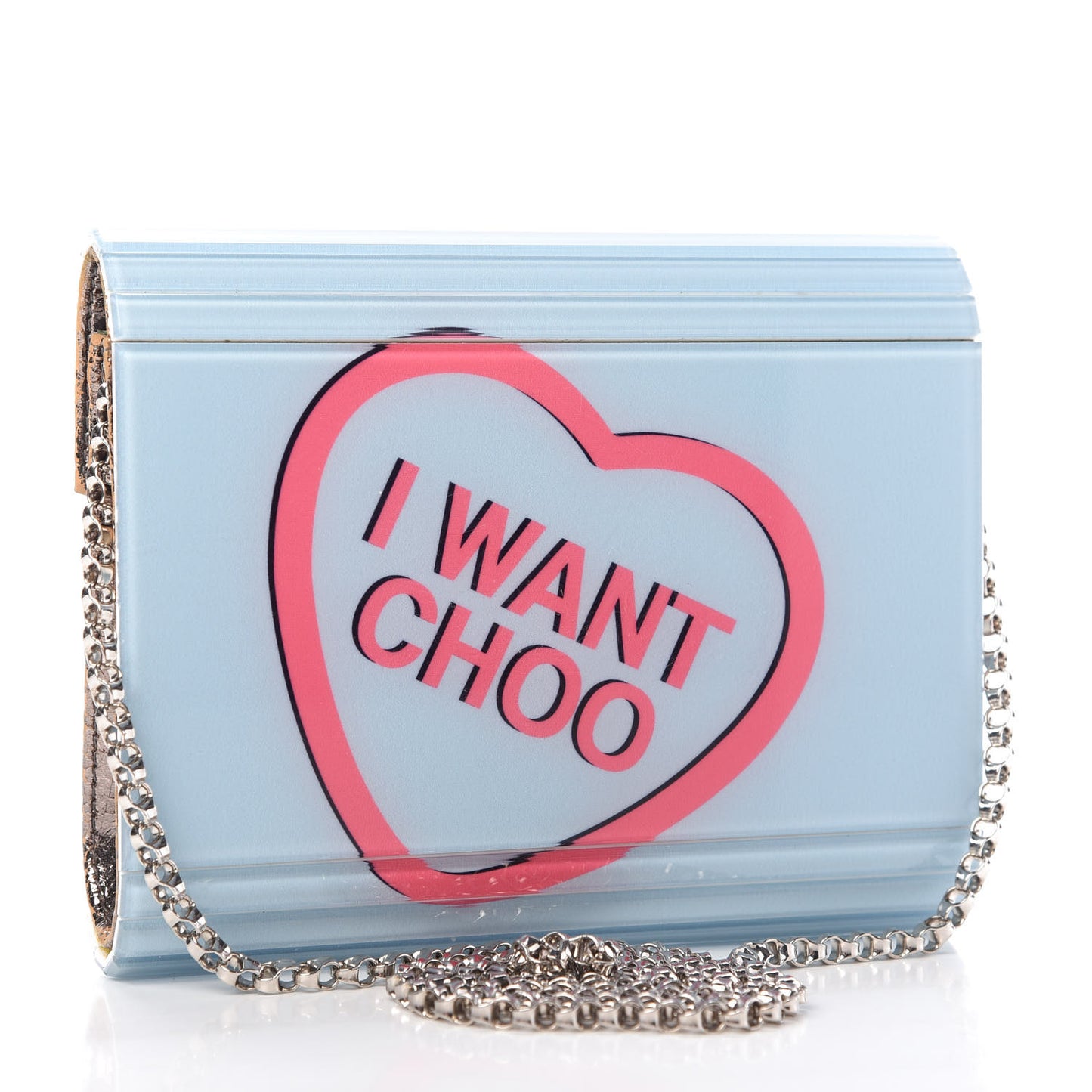 Acrylic Choos Me Candy Clutch Celeste