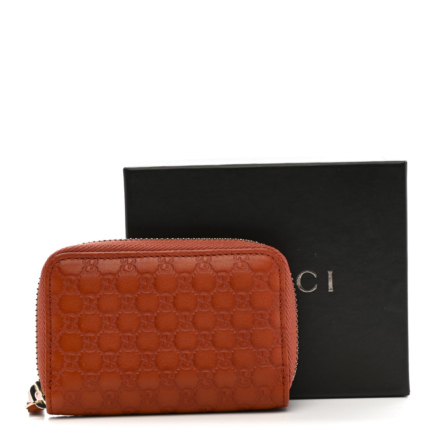 Microguccissima Zip Around Key Case Sun Orange