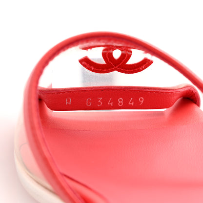 Chanel Lambskin PVC Mule Transparent 37 Red 8 of 8