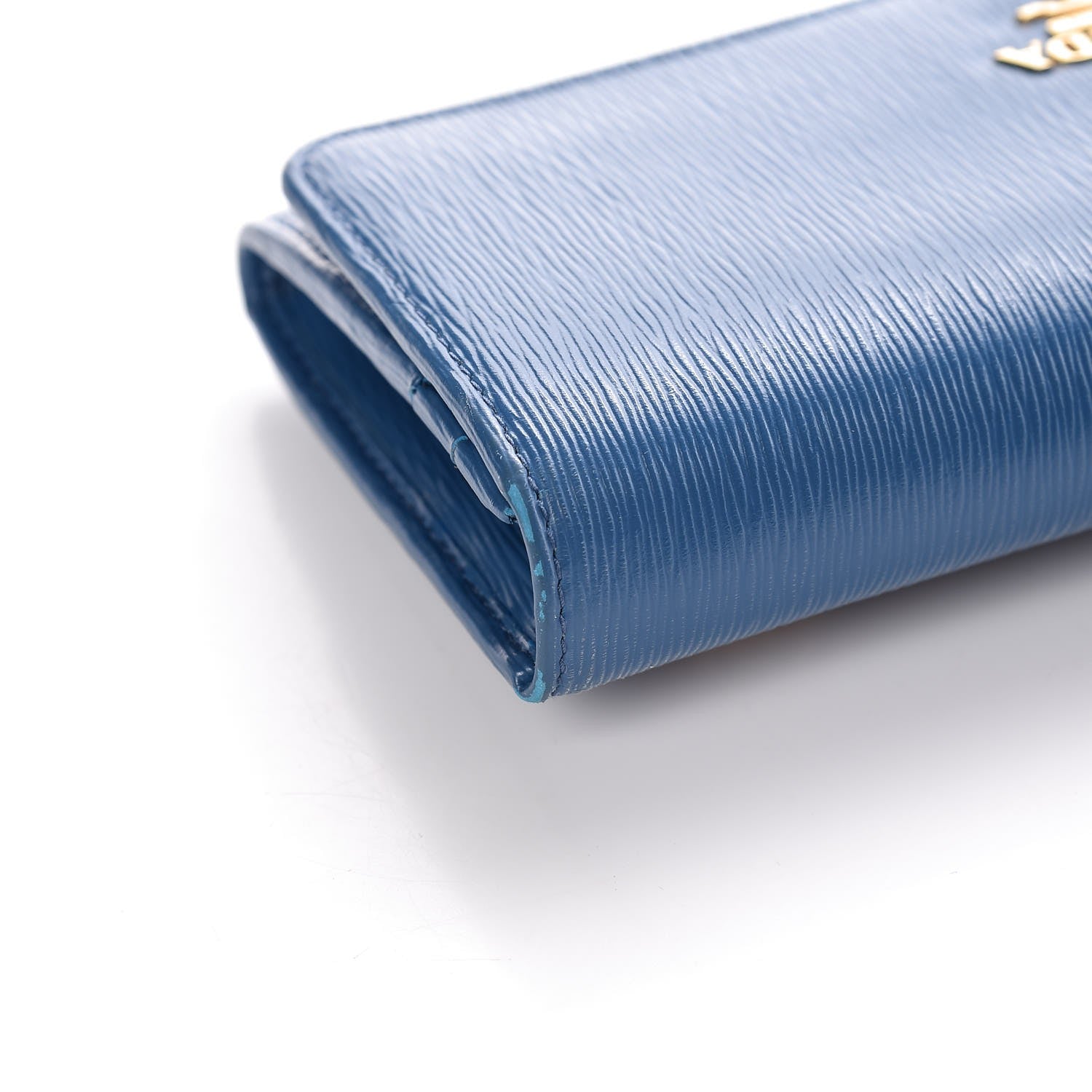 Prada Vitello Move Continental Flap Wallet Cobalto 10 of 12