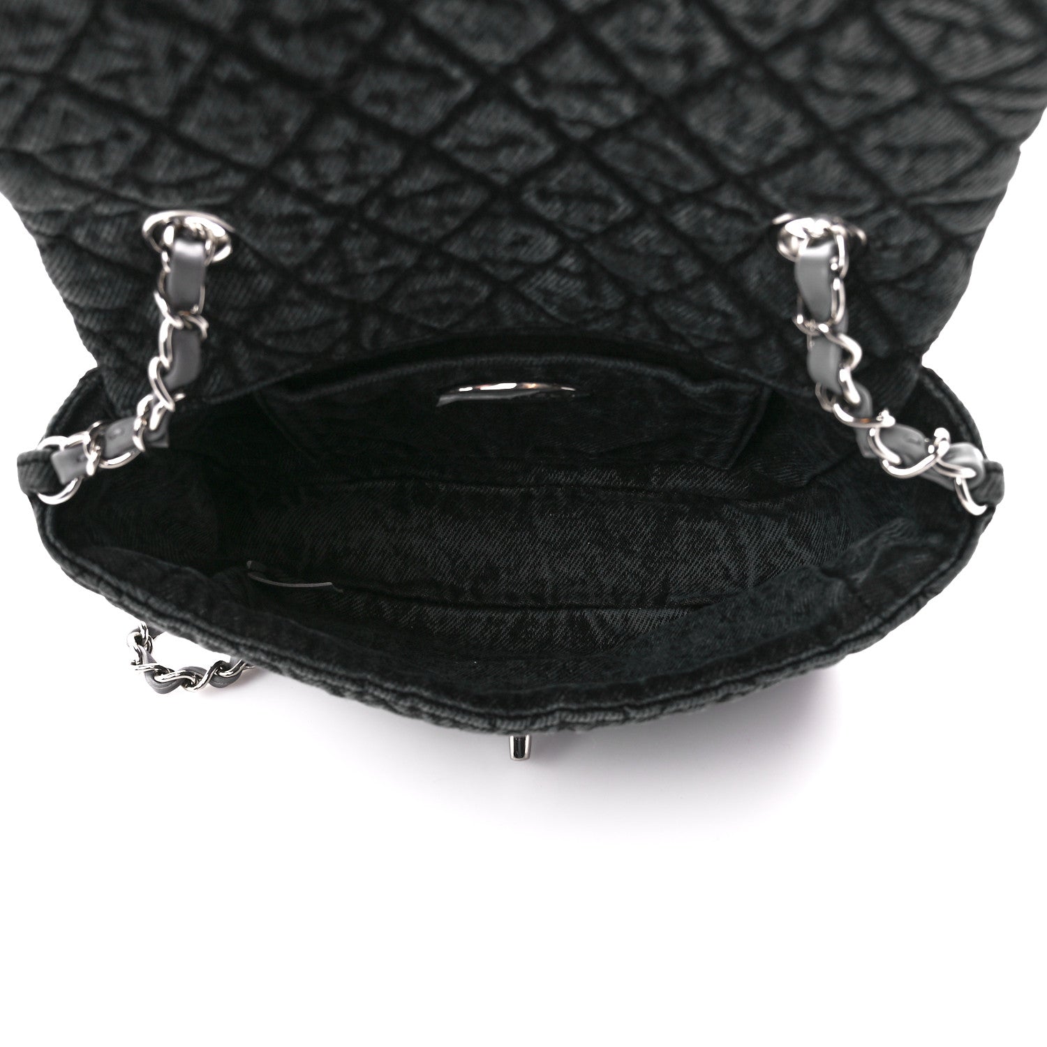Chanel Washed Denim Quilted Small Denimpression Flap Grey Black 5 of 11