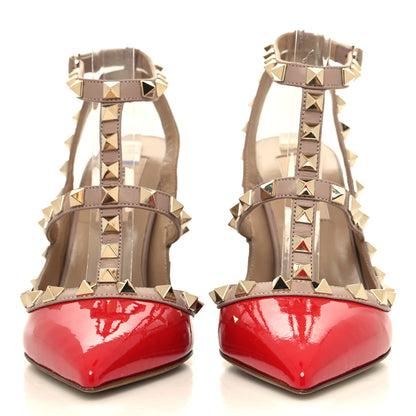 Valentino Garavani Patent Nappa Rockstud Ankle Strap 100mm Pumps 35 Rouge Pur Poudre 2 of 9