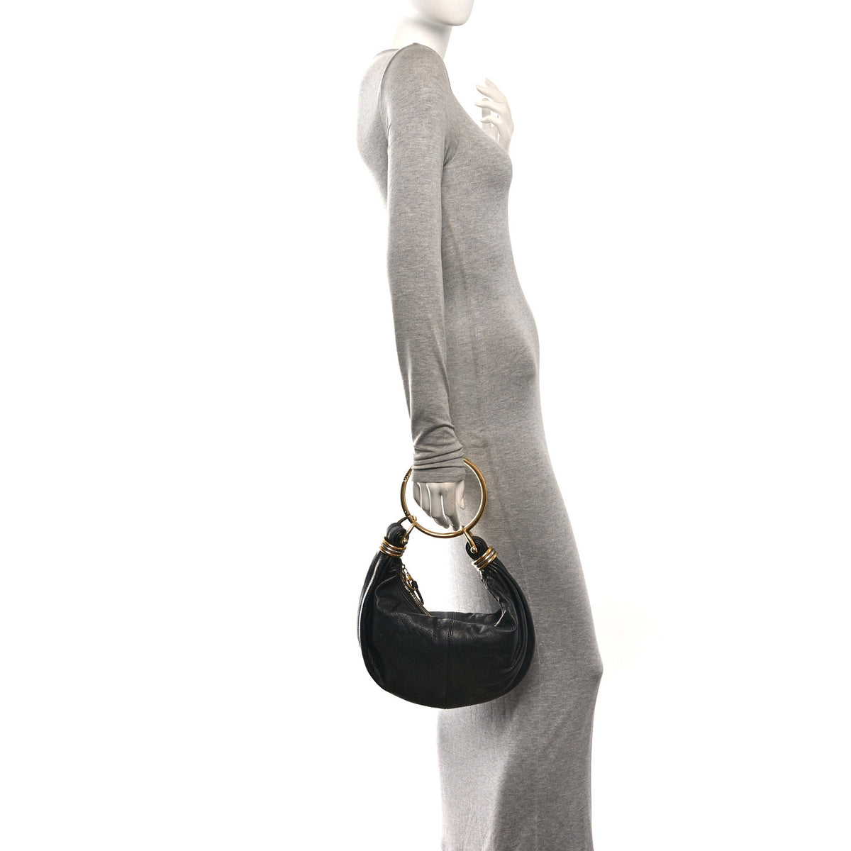 Chloe Grained Calfskin Mini Bracelet Hobo Bag Black 2 of 10