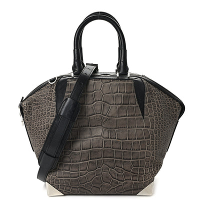 Alexander Wang Crocodile Embossed Calfskin Small Emile Taupe Silver Hardware 1 of 7