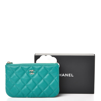 Chanel Caviar Quilted Small Cosmetic Case Turquoise 8 of 8