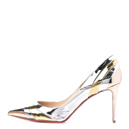 Christian Louboutin Nappa Patent Veau Mirror Eklectica 85 Pumps 39.5 Silver 1 of 8