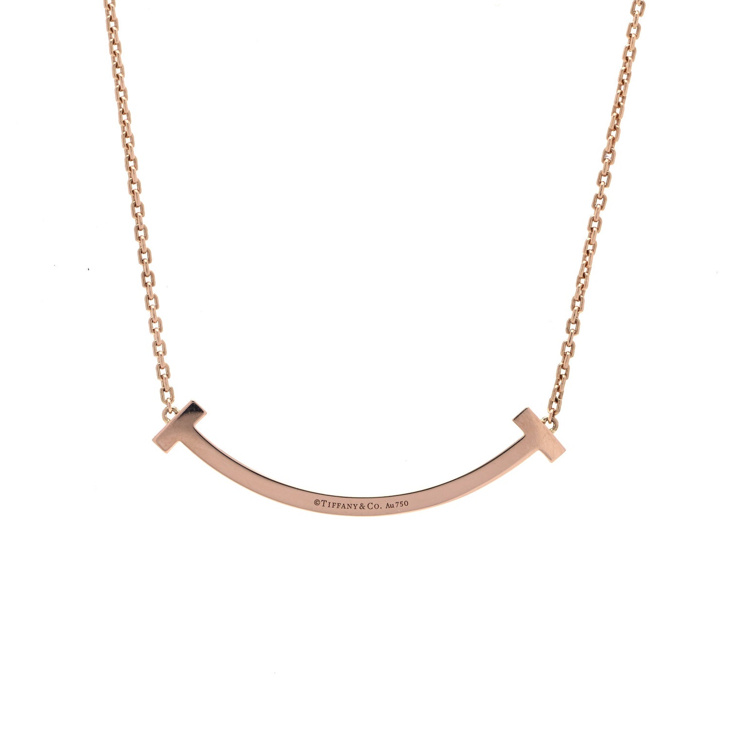 18K Rose Gold Diamond Medium T Smile Pendant Necklace