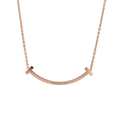 Tiffany 18K Rose Gold Diamond Medium T Smile Pendant Necklace 3 of 6