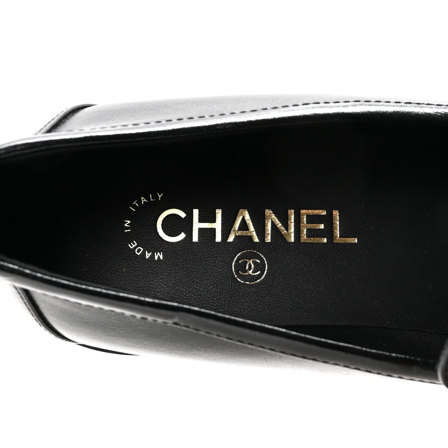 Chanel Shiny Calfskin CC Mocassin Loafers 38.5 Black 8 of 9