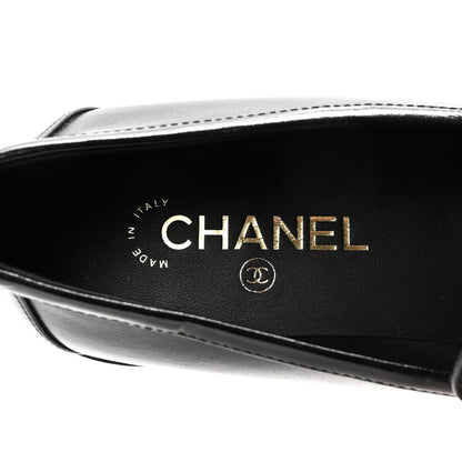 Chanel Shiny Calfskin CC Mocassin Loafers 38.5 Black 8 of 9