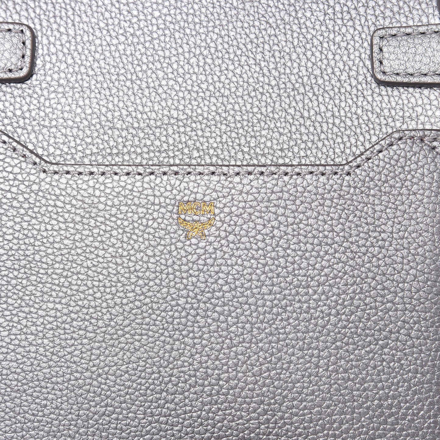 Metallic Grained Calfskin Mini Milla Crossbody Silver