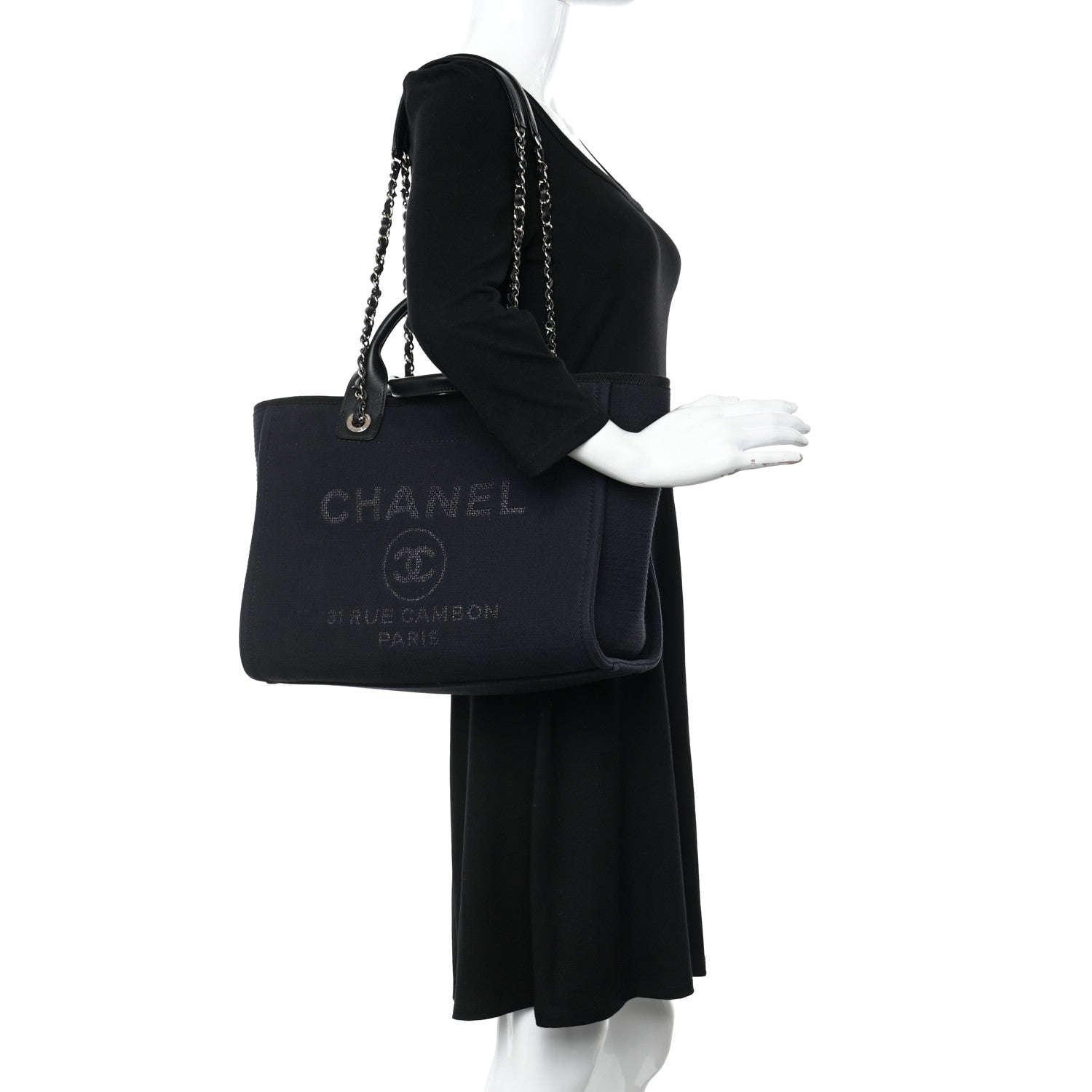 Chanel Mixed Fibers Small Deauville Tote Navy 2 of 11