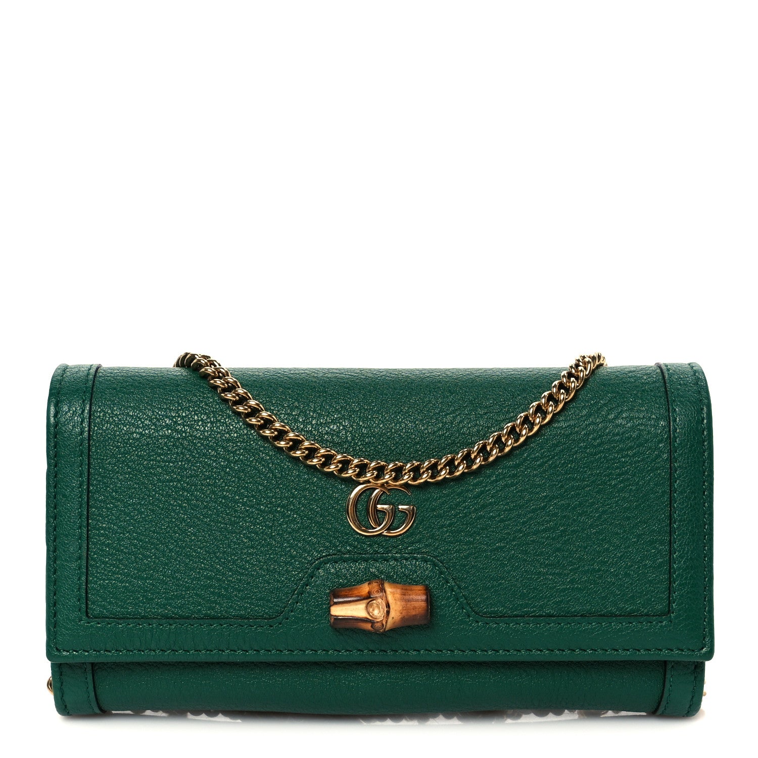 Gucci Wonka Grain Calfskin Diana Chain Wallet Black 1 of 10