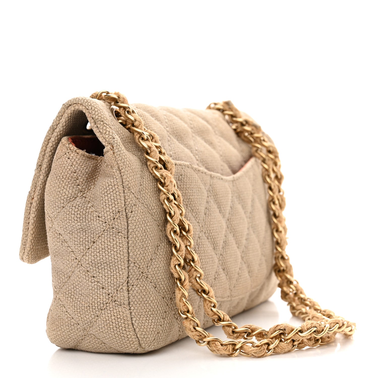 Chanel Canvas Quilted Mini Rectangular Flap Beige 3 of 10