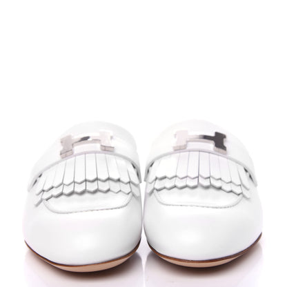 Hermes Goatskin Rivoli Mules 37 White 2 of 9