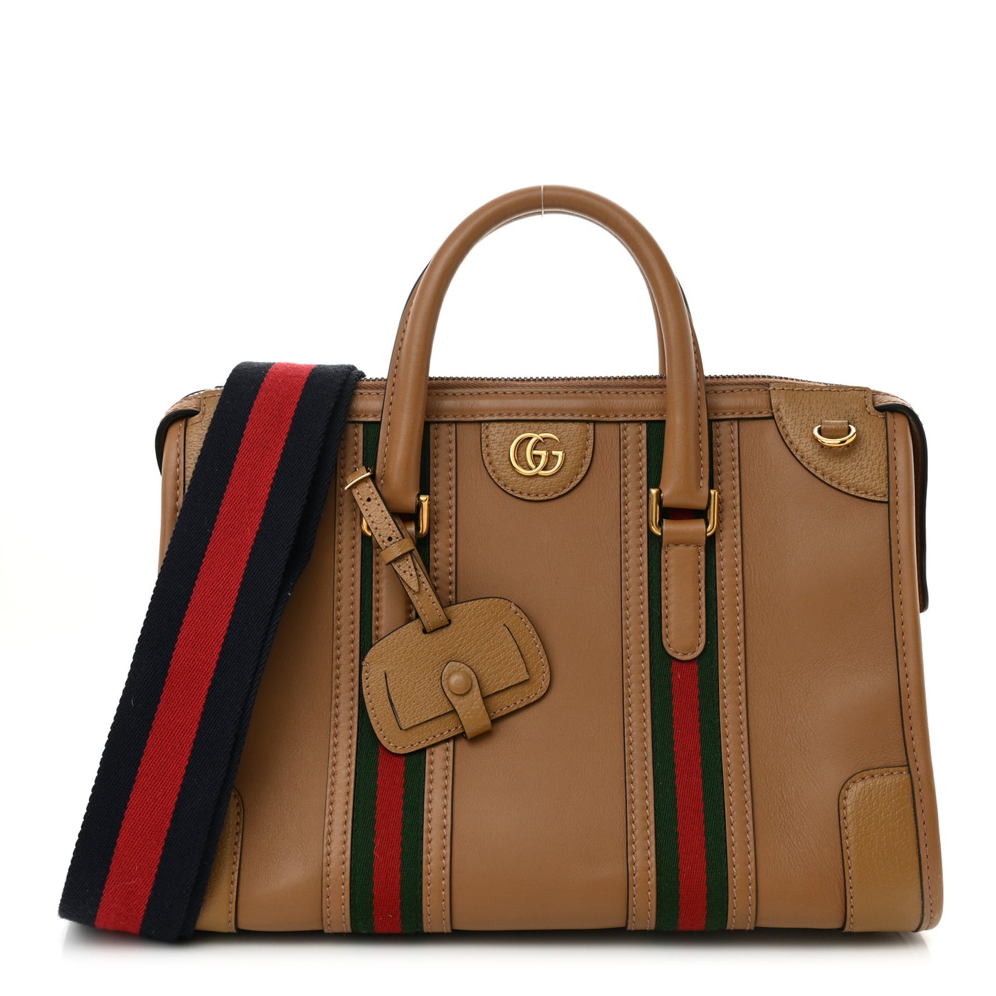 Koi Calfskin Medium Bauletto Duffle Top Handle Bag Tan