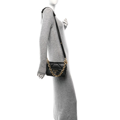 Prada Nappa Metal Quilted Small Patchwork System Flap Bag Black 2 of 10