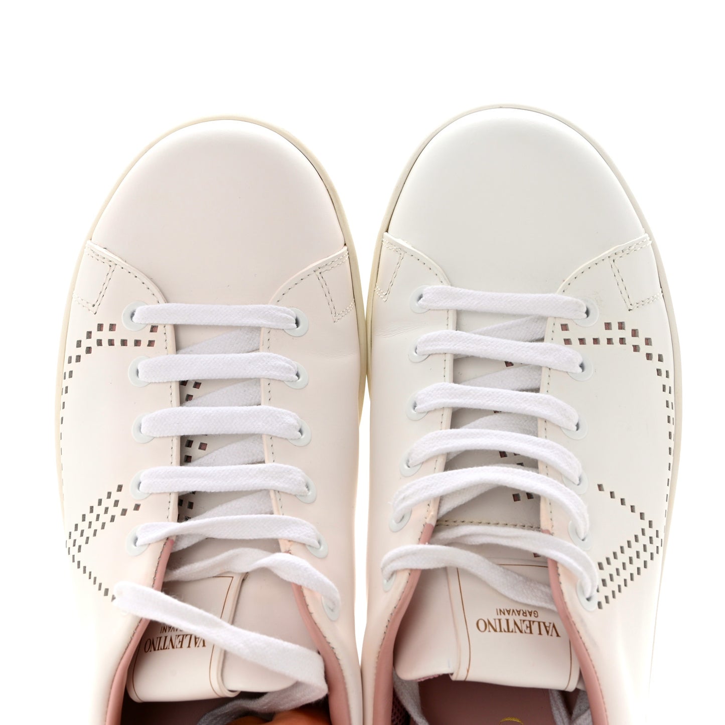 Calfskin Womens Backnet Sneakers 38.5 White Pink