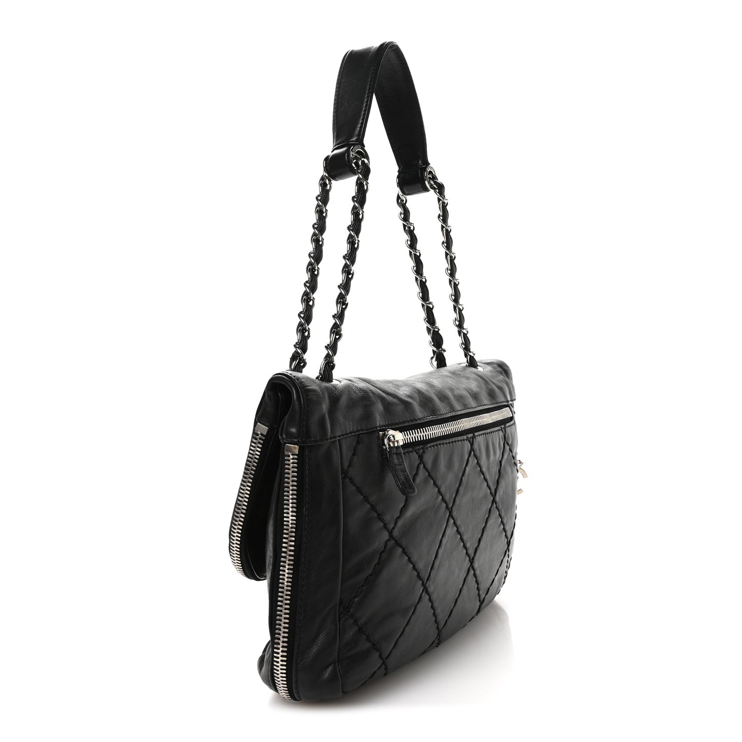 Calfskin Expandable Flap Black Black