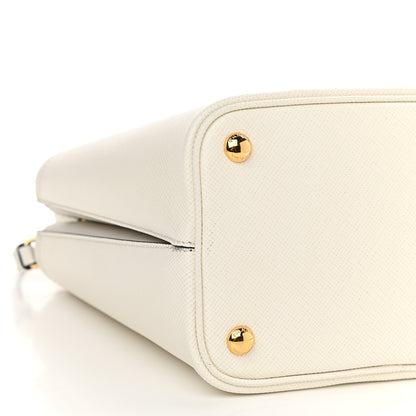 Prada Saffiano Cuir Medium Panier Bucket Bag Bianco Black 7 of 9