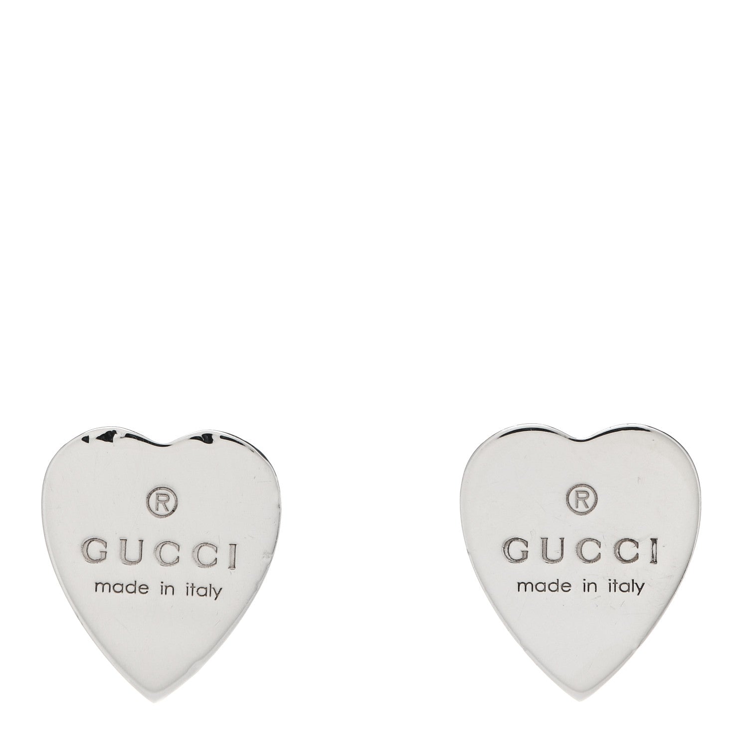 Gucci Sterling Silver Trademark Heart Stud Earrings 1 of 5