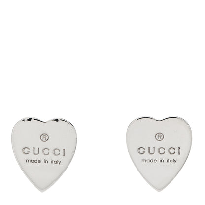 Gucci Sterling Silver Trademark Heart Stud Earrings 1 of 5