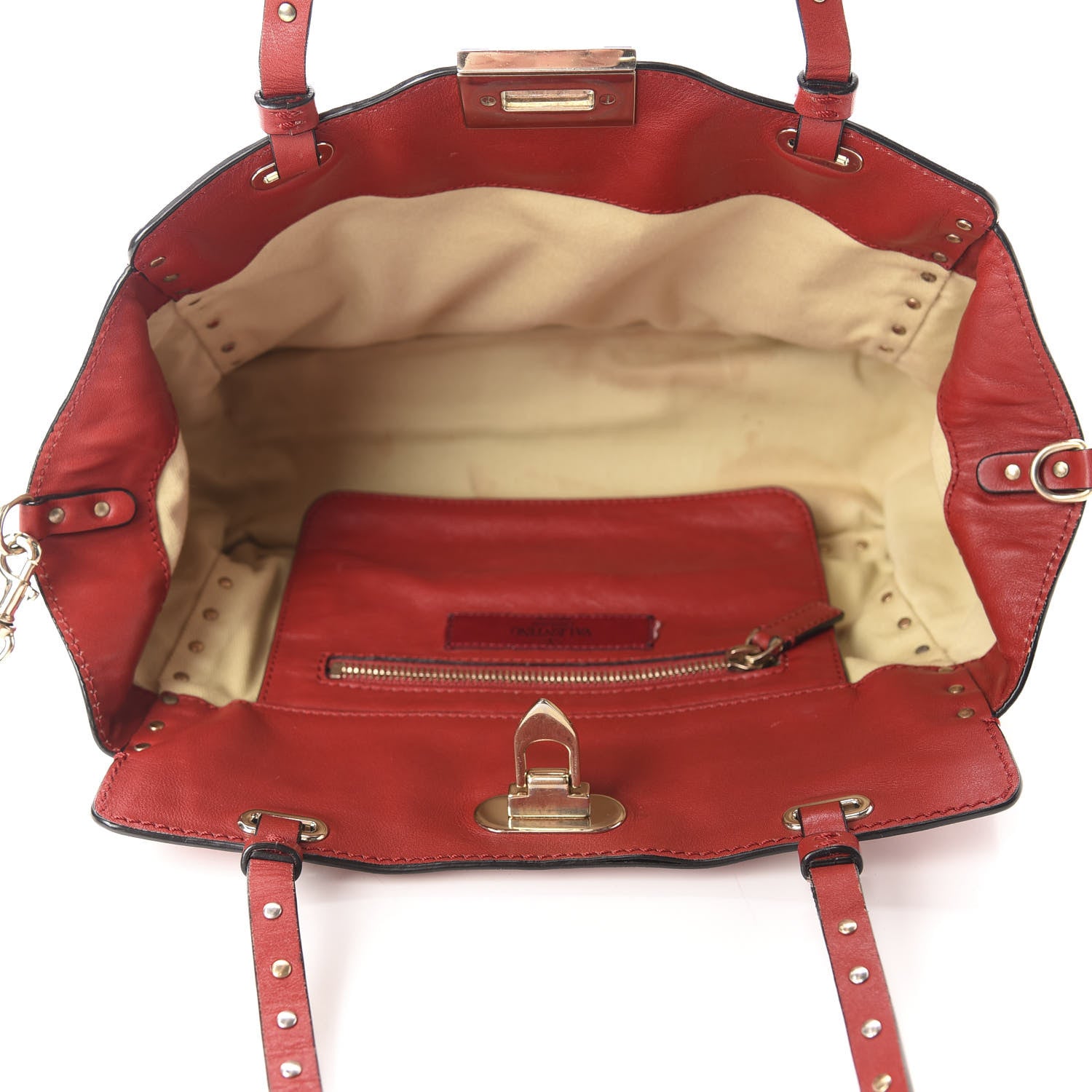 Valentino Garavani Vitello Small Rockstud Tote Rosso Valentino 6 of 12