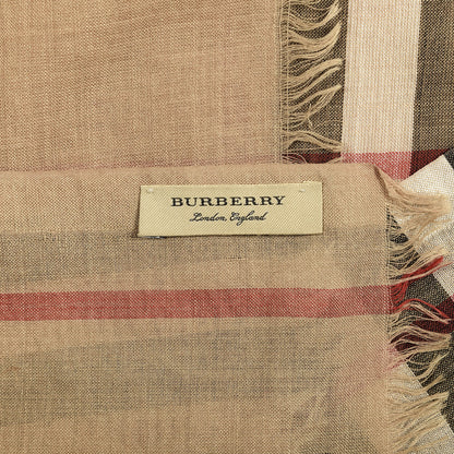 Burberry Linen Giant Check Lightweight Scarf Camel 2 of 4