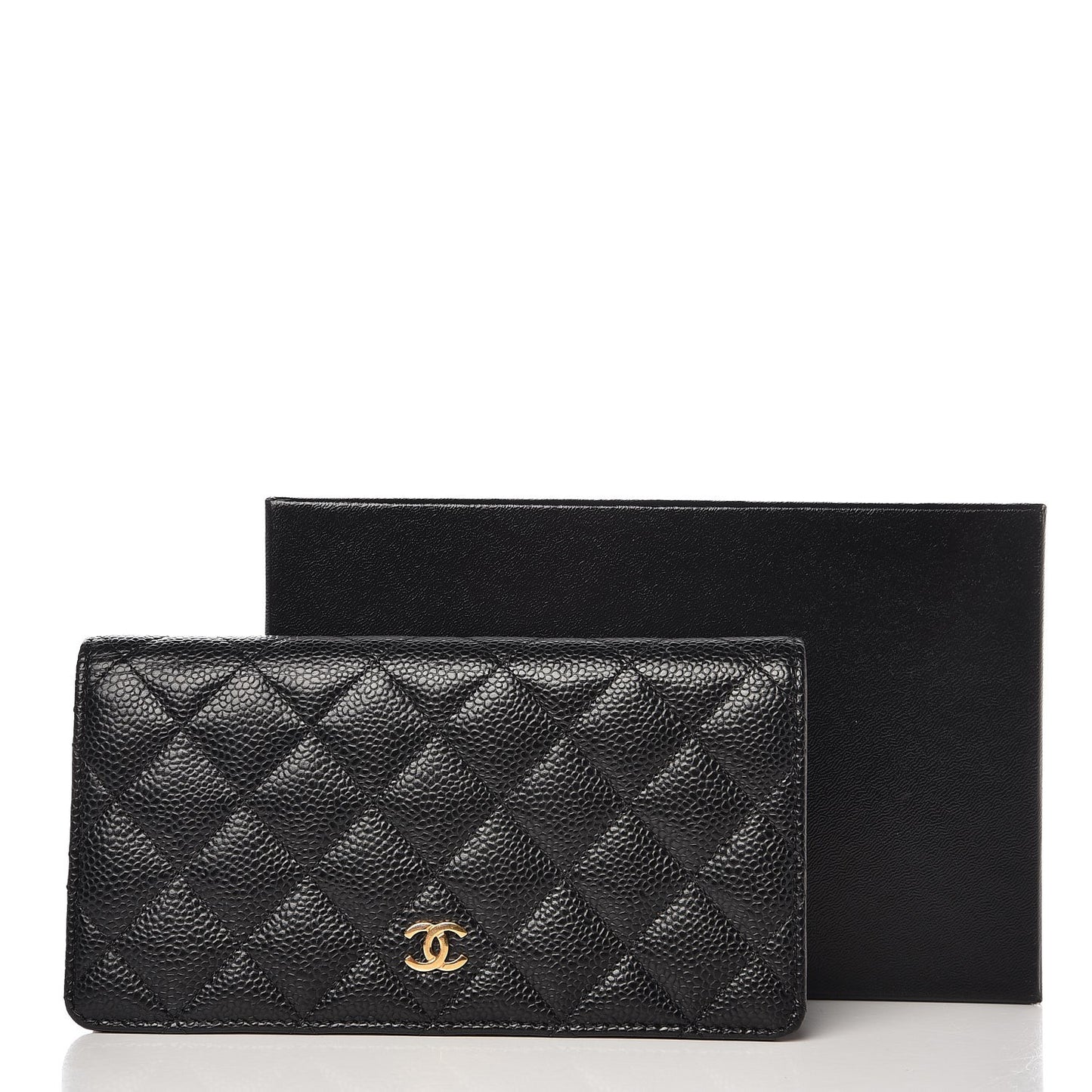 Caviar Quilted Yen Wallet Black