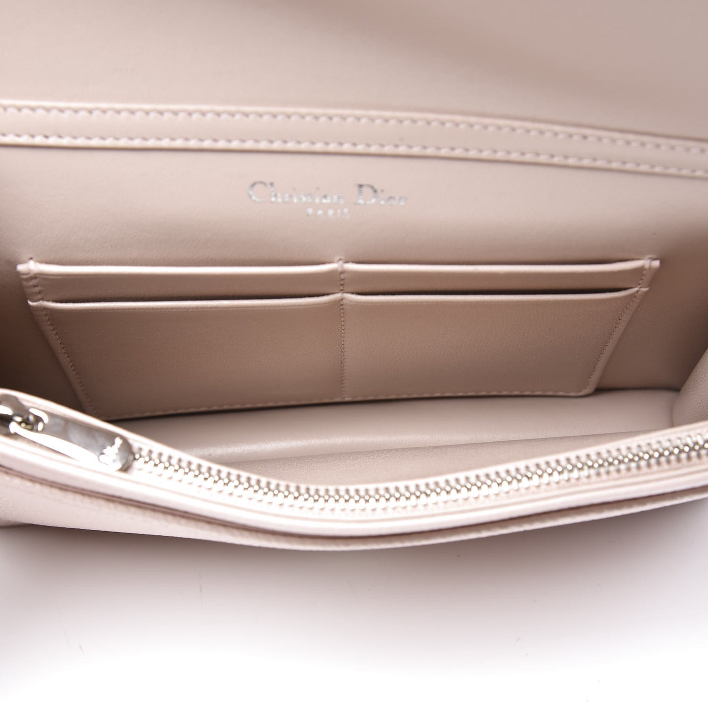 Grained Calfskin Diorama Wallet on Chain Pouch Rose Poudre
