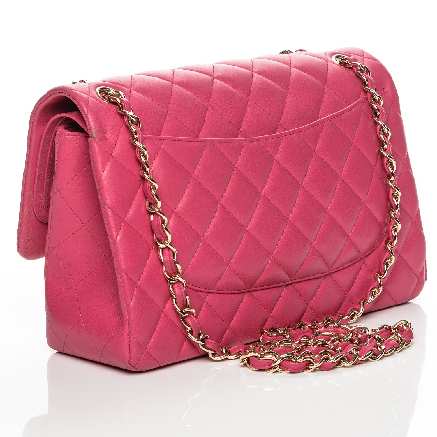 Chanel Lambskin Quilted Jumbo Double Flap Fuchsia 3 of 7