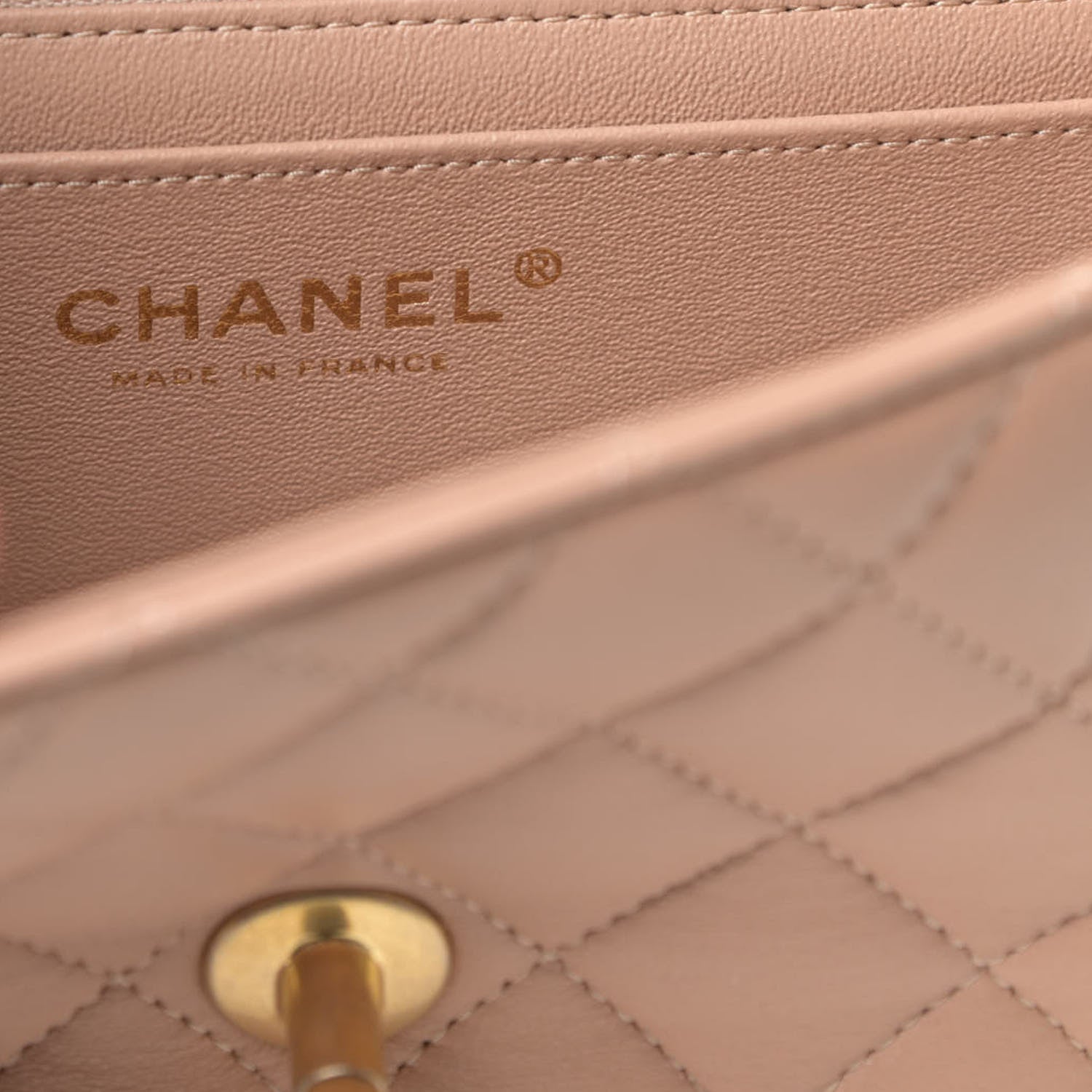 Chanel Lambskin Quilted Mini Top Handle Rectangular Flap Beige 6 of 10