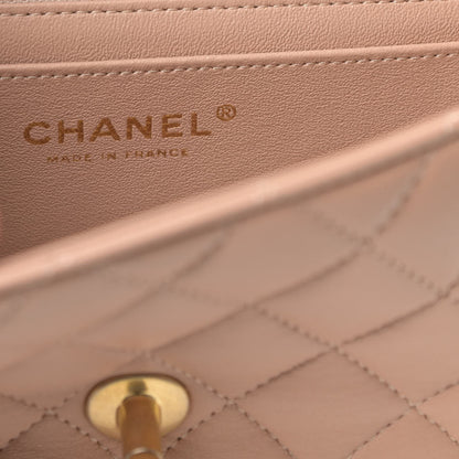 Chanel Lambskin Quilted Mini Top Handle Rectangular Flap Beige 6 of 10